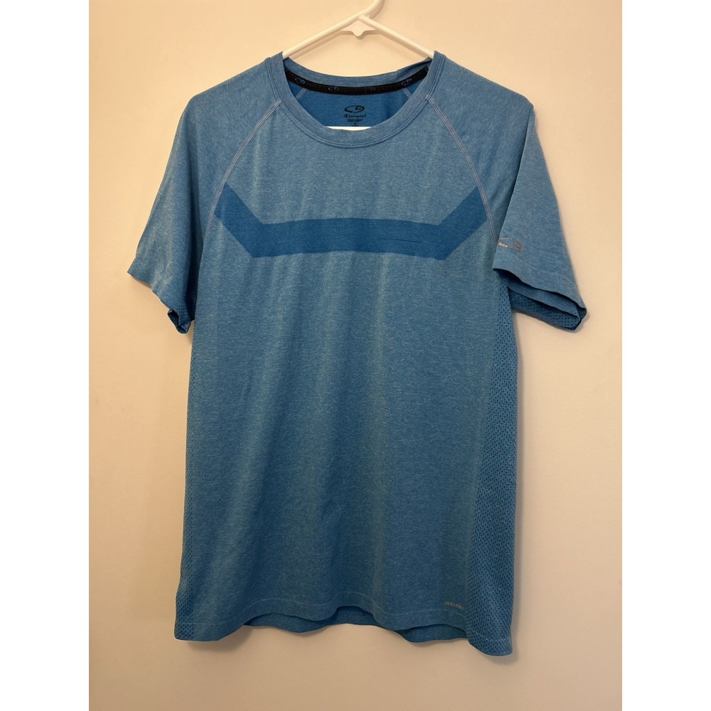 Champion Duo Dry Blue Tee T-Shirt Pullover Short Sleeve Nylon Polyester Mens M